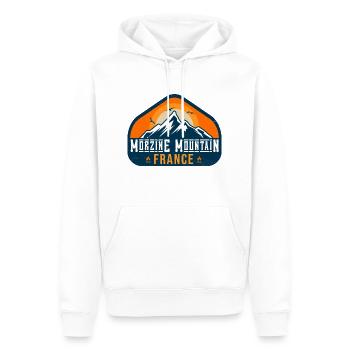 Morzine France montagne - Sweat à capuche Premium bio Homme - blanc - Devant - Nico (187cm)