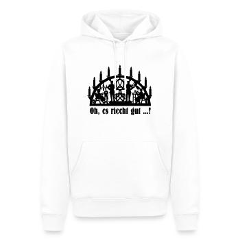 Schwibbogen - Oh es riecht gut - Männer Premium Bio Hoodie - Weiß - Vorne - Nico (187cm)