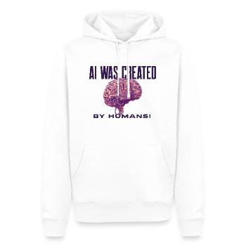 ai created tshirt for ai and backend engineer - Men’s Premium Organic Hoodie - white - Front - Nico (187cm)