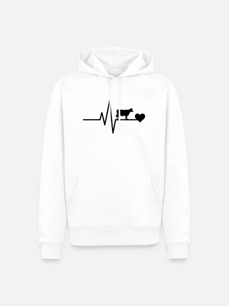 t Kuhbauer Herzschlag - Männer Premium Bio Hoodie - Weiß