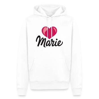 Personalisierte Liebe – Herz mit Name Marie - Männer Premium Bio Hoodie - Weiß - Vorne - Nico (187cm)