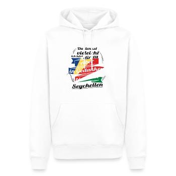 Geschenk Ich zuhoere gedanken in Seychellen - Männer Premium Bio Hoodie - Weiß - Vorne - Nico (187cm)