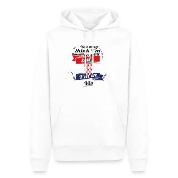 URLAUB Kroatien ROOTS TRAVEL I M IN Croatia Vis - Männer Premium Bio Hoodie - Weiß - Vorne - Nico (187cm)
