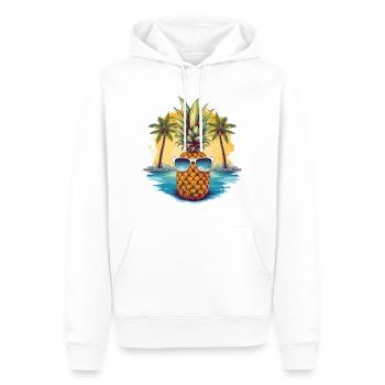 Ananas Lunettes de soleil Palmiers Vacances d’été Tropical - Sweat à capuche Premium bio Homme - blanc - Devant - Nico (187cm)