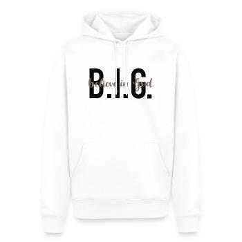 B.I.G. - Croire en Dieu. - Sweat à capuche Premium bio Homme - blanc - Devant - Nico (187cm)
