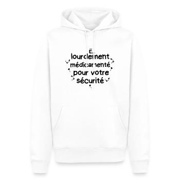 lourdement médicamenté - Sweat à capuche Premium bio Homme - blanc - Devant - Nico (187cm)