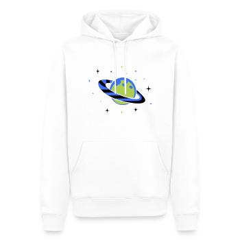 planet 02 - Männer Premium Bio Hoodie - Weiß - Vorne - Nico (187cm)