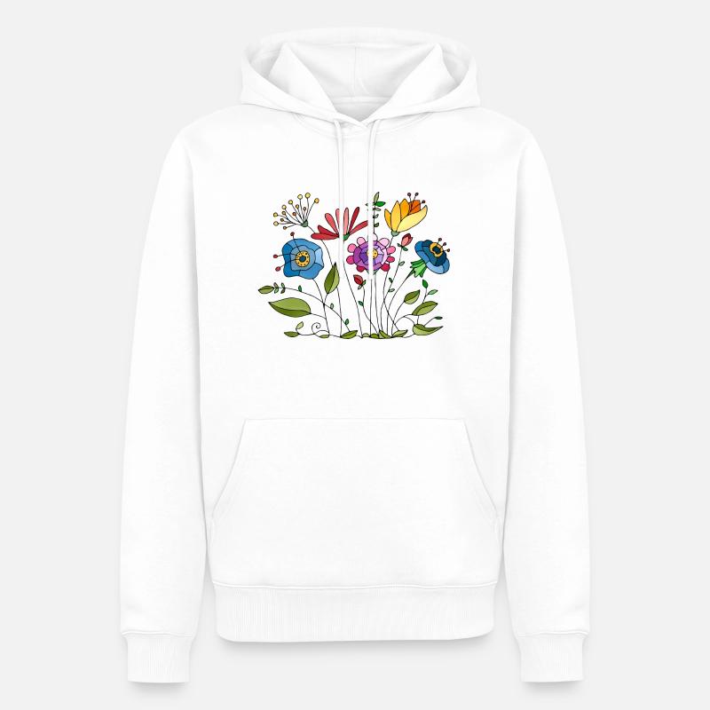 Fleur - Sweat à capuche Premium bio Homme - blanc