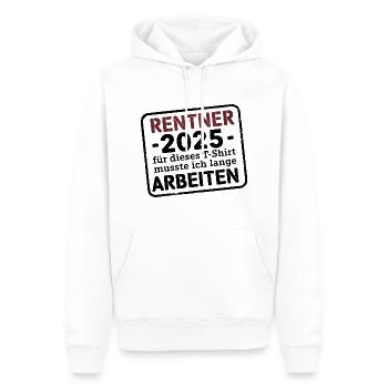Retraité 2025 Long Travaillé Pour Timbre Rétro - Sweat à capuche Premium bio Homme - blanc - Devant - Nico (187cm)