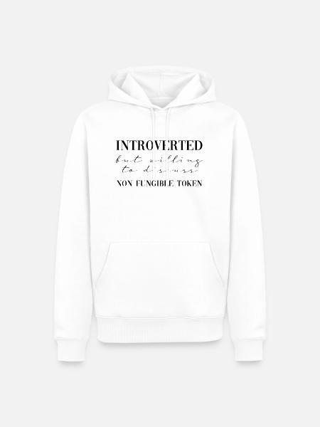 Introverted but willing to discuss NFT - Männer Premium Bio Hoodie - Weiß