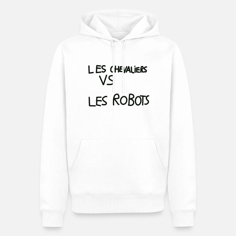 Les chevaliers vs les robots. - Sweat à capuche Premium bio Homme - blanc