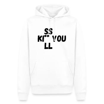 Kiss Kill you - Sweat à capuche Premium bio Homme - blanc - Devant - Nico (187cm)