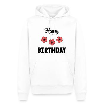HAPPY BIRTHDAY. JOYEUX ANNIVERSAIRE. ANNIVERSAIRE. - Sweat à capuche Premium bio Homme - blanc - Devant - Nico (187cm)