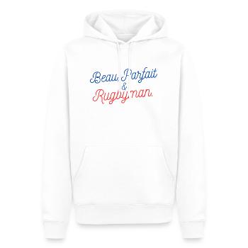 Beau cadeau Papa Parfait XV rugby - Sweat à capuche Premium bio Homme - blanc - Devant - Nico (187cm)