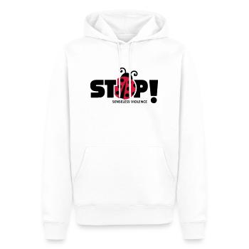 Stoppt sinnlose Gewalt. Sinnlose Gewalt, - Männer Premium Bio Hoodie - Weiß - Vorne - Nico (187cm)