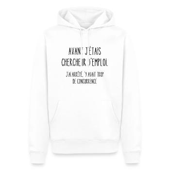 avant j'étais chercheur d'emploi - Sweat à capuche Premium bio Homme - blanc - Devant - Nico (187cm)