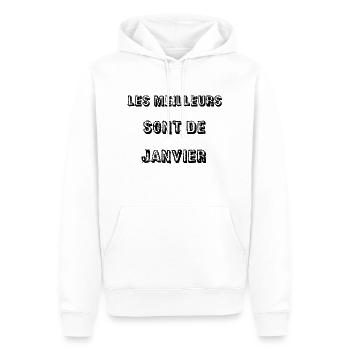 les meilleurs sont de janvier - Sweat à capuche Premium bio Homme - blanc - Devant - Nico (187cm)