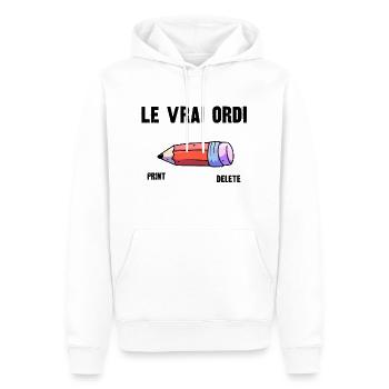 le vrai ordi - Sweat à capuche Premium bio Homme - blanc - Devant - Nico (187cm)
