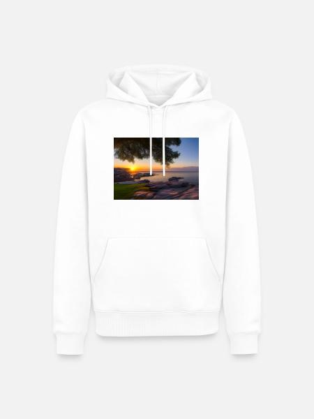 Sonnenuntergang - Die Stille am Meer - Männer Premium Bio Hoodie - Weiß