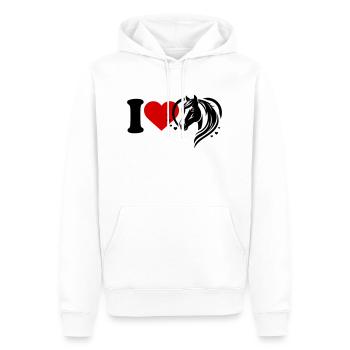 J’adore les chevaux - Sweat à capuche Premium bio Homme - blanc - Devant - Nico (187cm)