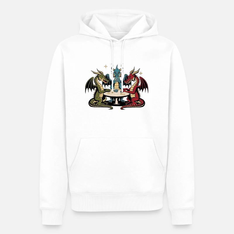 Drachen-Spielkarten - Männer Premium Bio Hoodie - Weiß