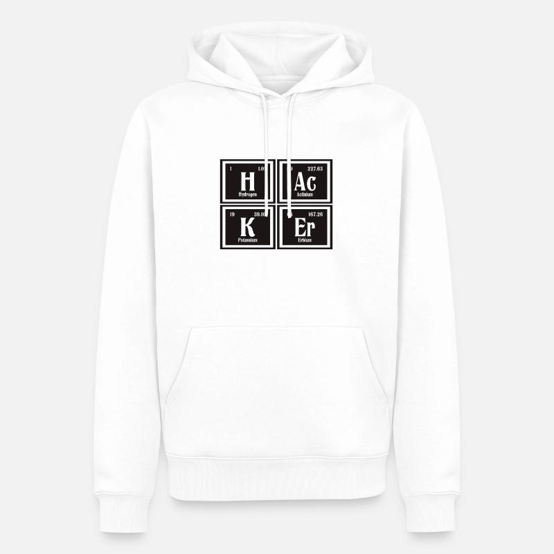| hacker Tableau périodique des éléments - Sweat à capuche Premium bio Homme - blanc