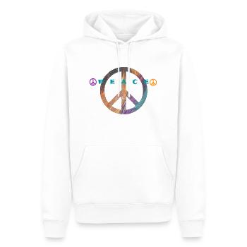 J’aime les vêtements / Paix - Sweat à capuche Premium bio Homme - blanc - Devant - Nico (187cm)
