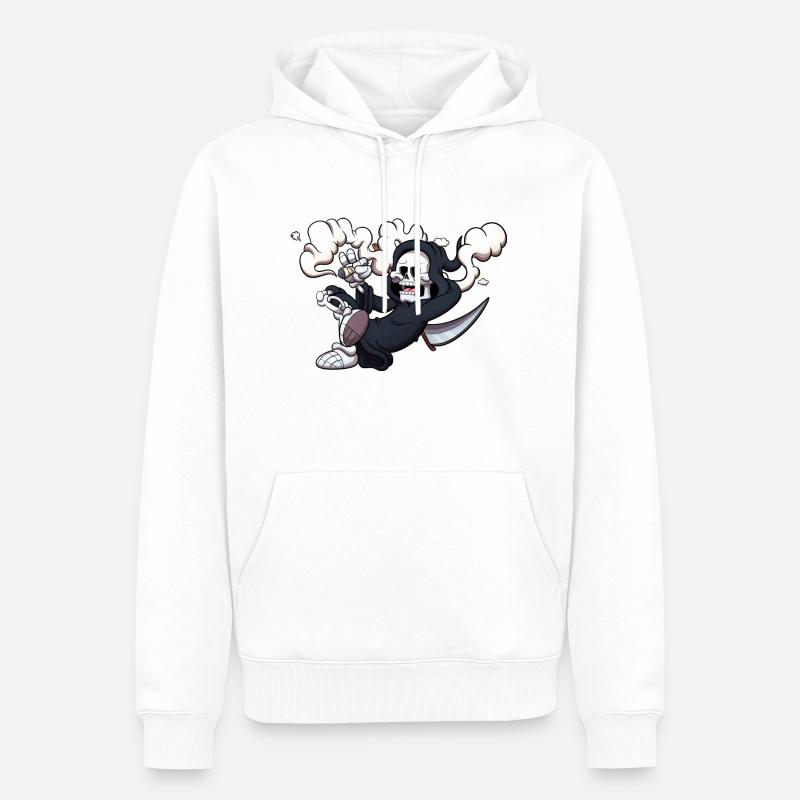 Tod Rauchen eines Joints - Männer Premium Bio Hoodie - Weiß