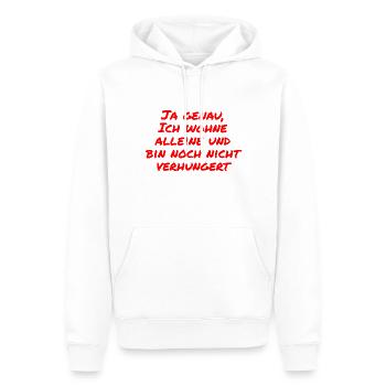 Noch nicht verhungert - Männer Premium Bio Hoodie - Weiß - Vorne - Nico (187cm)