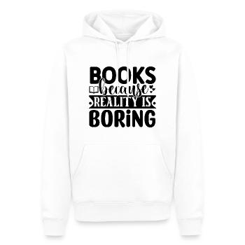 Les livres parce que la réalité est ennuyeuse - Sweat à capuche Premium bio Homme - blanc - Devant - Nico (187cm)