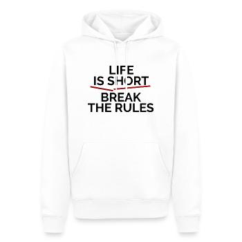 Life is short, break the Rules - Männer Premium Bio Hoodie - Weiß - Vorne - Nico (187cm)