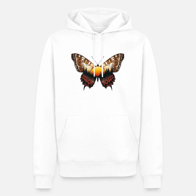 Coucher de soleil papillon - Sweat à capuche Premium bio Homme - blanc
