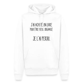 mieux organisé - Sweat à capuche Premium bio Homme - blanc - Devant - Nico (187cm)