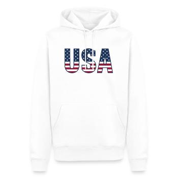 USA T-Shirt - Buchstaben der amerikanischen Flagge - Männer Premium Bio Hoodie - Weiß - Vorne - Nico (187cm)