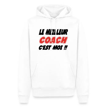 Der beste COACH bin ich!! - Männer Premium Bio Hoodie - Weiß - Vorne - Nico (187cm)