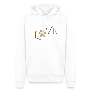 Love Word with Brown Dog or Cat Animal Paw Print - Men’s Premium Organic Hoodie - white - Front - Nico (187cm)