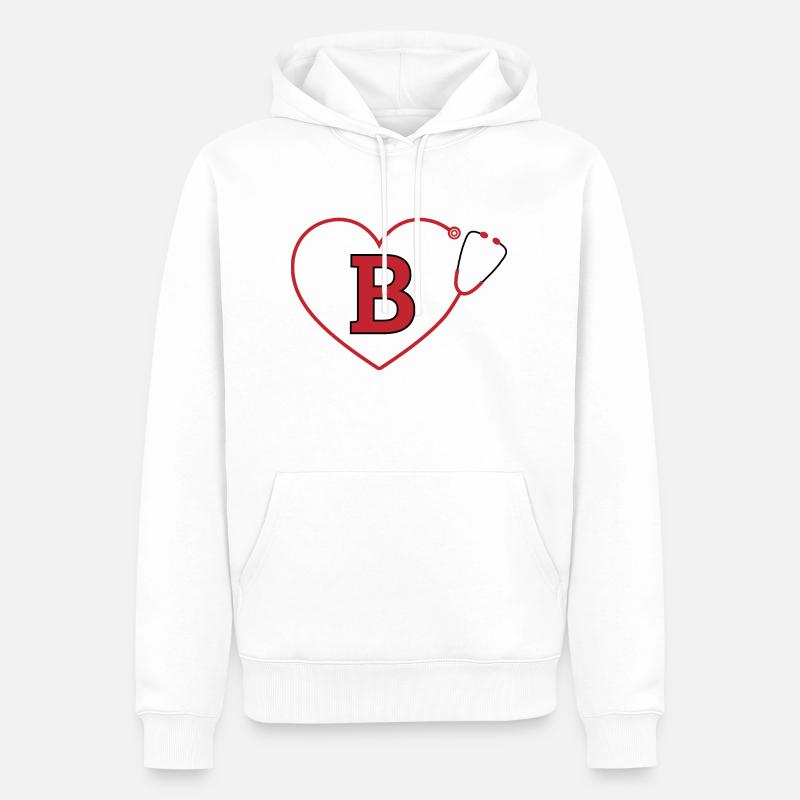 Stethoskop mit Buchstabe B - Männer Premium Bio Hoodie - Weiß