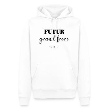Futur grand frère - annonce futur grand frère - Sweat à capuche Premium bio Homme - blanc - Devant - Nico (187cm)