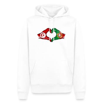 Tunesien Portugal Flagge Haende Herzform used - Männer Premium Bio Hoodie - Weiß - Vorne - Nico (187cm)