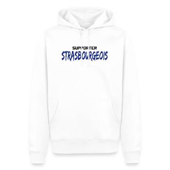 Supporter Strasbourgeois - Fan de sport Strasbourg - Sweat à capuche Premium bio Homme - blanc - Devant - Nico (187cm)