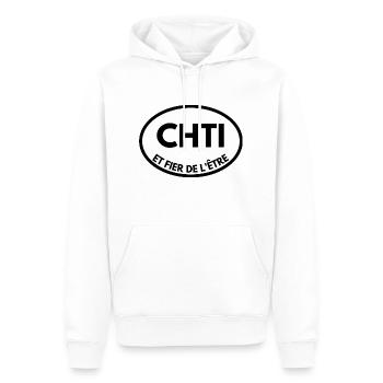 chti et fier de l'être - Sweat à capuche Premium bio Homme - blanc - Devant - Nico (187cm)