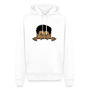 L’homme derrière le mur - Sweat à capuche Premium bio Homme - blanc - Devant - Nico (187cm)