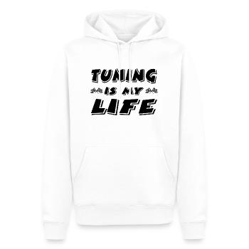 Tuning - Herre Premium økologisk hoodie - hvid - Foran - Nico (187cm)