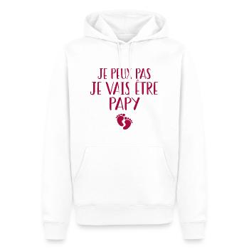 Je Peux Pas Je Vais Être Papy | Cadeau Grand-père - Sweat à capuche Premium bio Homme - blanc - Devant - Nico (187cm)