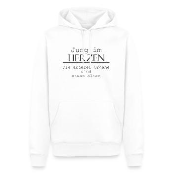 Jung im Herzen die anderen Organe sind etwas älter - Männer Premium Bio Hoodie - Weiß - Vorne - Nico (187cm)
