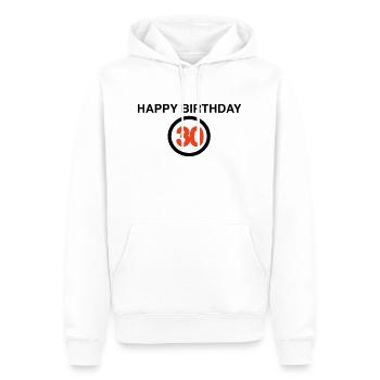 30e anniversaire - Sweat à capuche Premium bio Homme - blanc - Devant - Nico (187cm)