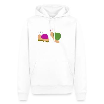 Snail Love Sticker - Men’s Premium Organic Hoodie - white - Front - Nico (187cm)
