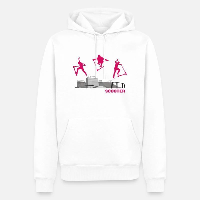 Stunt Scooter Scooter E-Scooter Skatepark - Sweat à capuche Premium bio Homme - blanc
