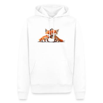 Low-poly Fox Cubs - Männer Premium Bio Hoodie - Weiß - Vorne - Nico (187cm)