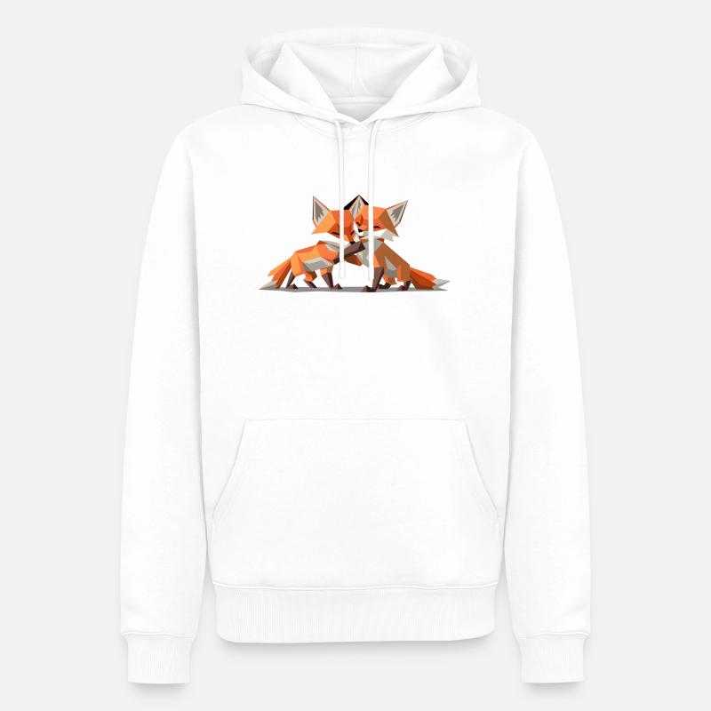 Renardeaux low-poly - Sweat à capuche Premium bio Homme - blanc